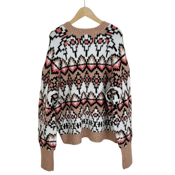 NWT Ann Taylor Fair Isle Metallic Jacquard Sweater Size XL - Picture 5 of 9